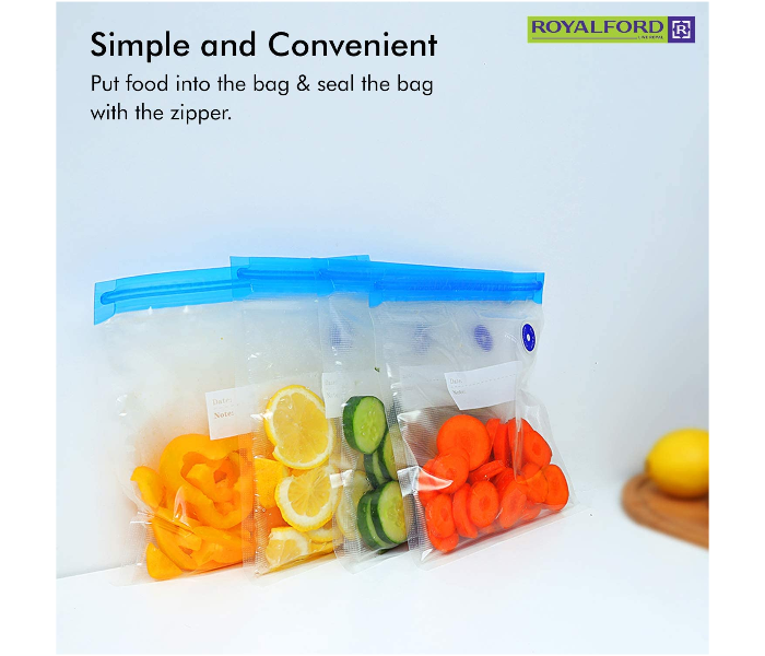 Royalford RF9373 20 Pieces Food Vacuum Bag - Clear & Blue - Zoom Image 3