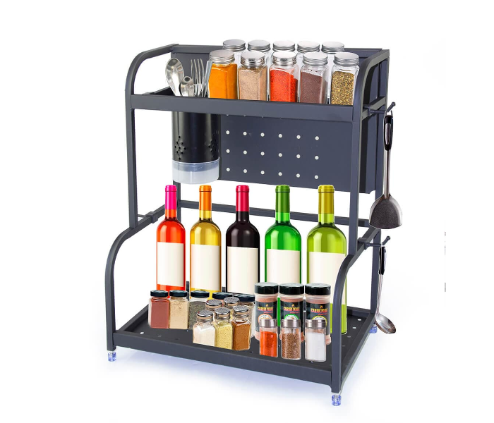 In-House 9235 2 Tier Spice Rack Organizer Shelf - Black - Zoom Image 3