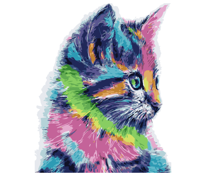 Cat with Colors DIY 2209 Canvas Painting  - Zoom Image 1