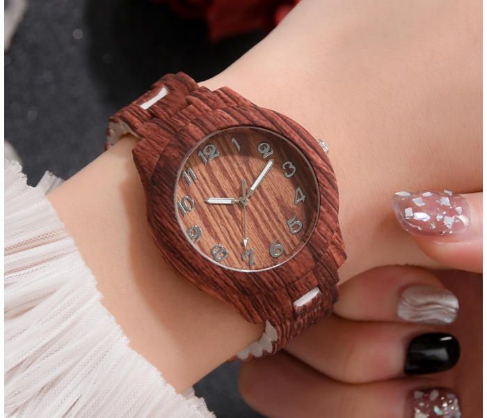 Luxury Bran Women Quartz Bamboo Watches- Red - Zoom Image 2