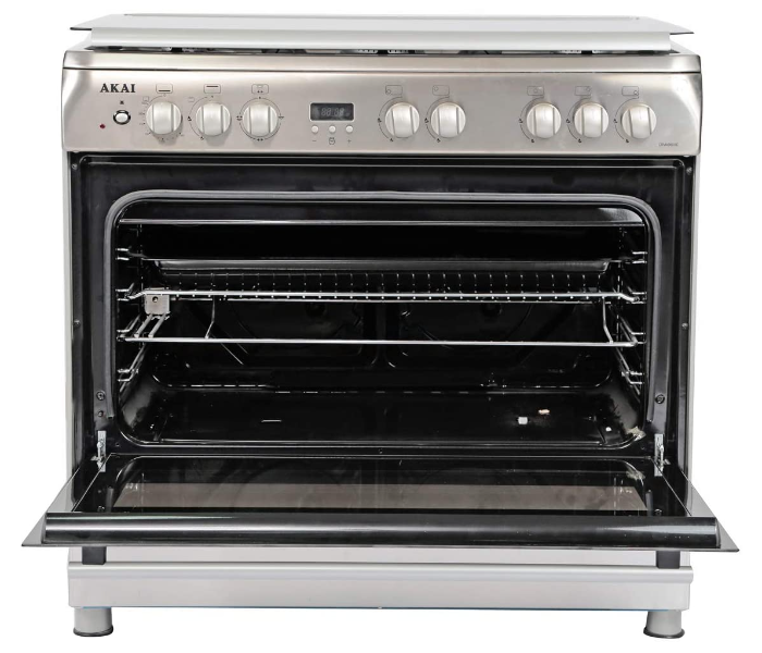 Akai F9S50G2 90X60cm 5 Gas Burner Full Safety Stainless Steel Cooking Range- Silver - Zoom Image 2