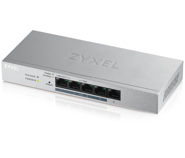 Zyxel GS1200-5HP v2 5-Port Web Managed PoE Gigabit Switch- Silver - Zoom Image 1