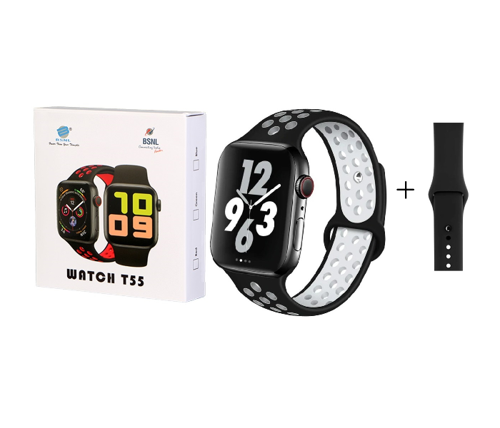 BSNL T55 Smart Wristband Watch  Magnetic Suction Charging Bluetooth Voice Bracelet With Two Straps - Black - Zoom Image 1