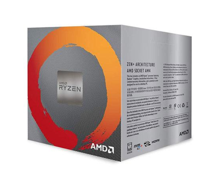 AMD Ryzen 5 2nd Gen APU 3400G on AM4 Socket with Radeon Vega 11 Graphics 4 Cores 8 Threads 4.2GHz Boost Clock 6MB Cache - Zoom Image 1