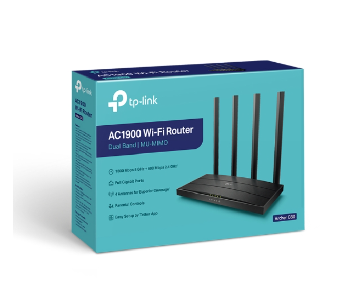 TP-Link Archer C80 AC1900 Wireless MU MIMO WiFi Router - Black - Zoom Image 4