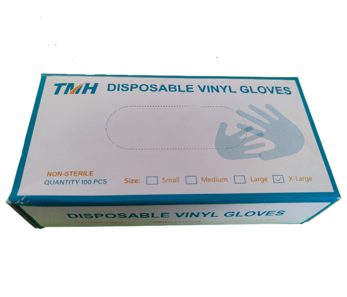 TMH-054 100Pieces Disposable Vinyl Gloves Powder Free Extra Large - Zoom Image