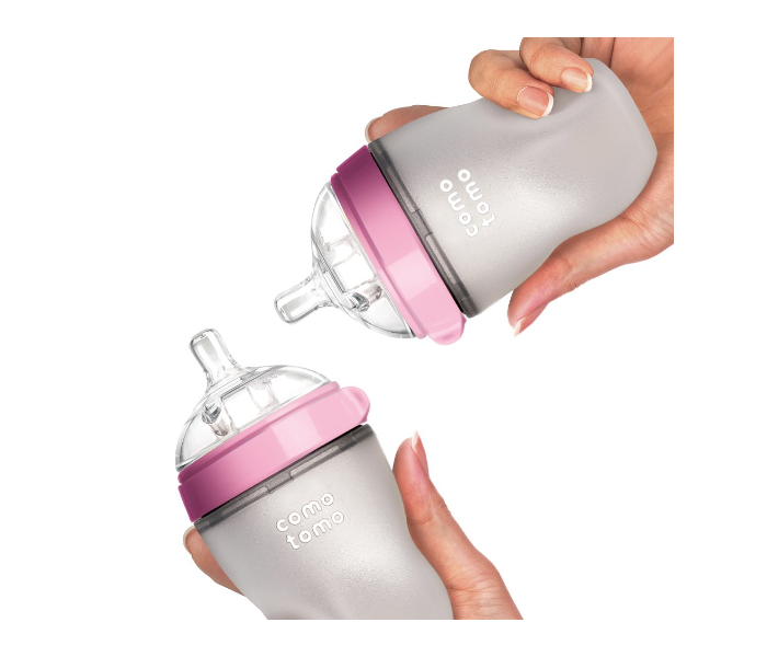 Comotomo 236 ml Pack of 2 Natural Feel Baby Bottle - Pink - Zoom Image 2