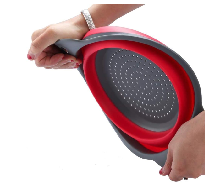 Set of 2 Silicone Collapsible Strainers - Grey and Red - Zoom Image 6