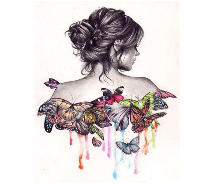 Girl with Butterflies DIY 2102 Canvas Painting  - Zoom Image 1