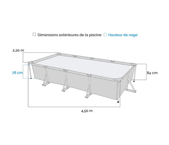 Intex 28273NP 7,127 Litre WF 4.50 x 2.20m x 84cm Small Frame Pools With Filter - Zoom Image 3