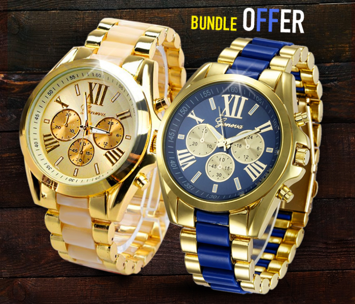 AKM Geneva Analogue Dial Watch Beige AKM Image
