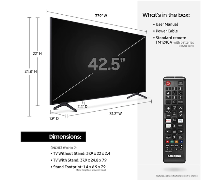 Samsung TU7000 55 inch Crystal UHD 4K Smart TV 2020 Model - Black - Zoom Image 6