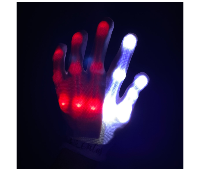 Glowing Medium Skeleton Led Gloves for Night Party National Day Celebration Qatar Flag 3 Light Modes for Kids One Pair  - Zoom Image 8