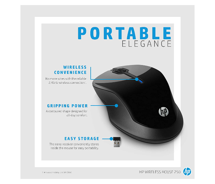 HP 3FV67AA 250 Wireless Mouse - Black - Zoom Image 6