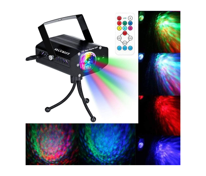 4 in 1 LED 7 Colors Sound Activated Laser Light with Remote Control - Black - Zoom Image 1