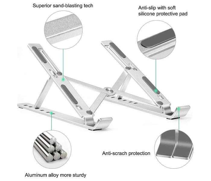 Portable Foldable Laptop Cooling Desk Holder Laptop Stand - Silver - Zoom Image 4