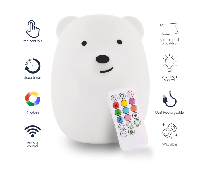 Lumipets Remote Control Bear Nightlight Toy for Kids - White - Zoom Image 2