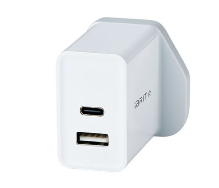 Ibrit Casa P2 Dual Port USB Wall Charger UK Standard - White - Zoom Image