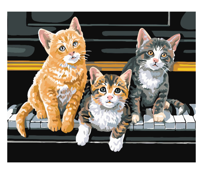 Cat Family DIY 2105 Canvas Painting  - Zoom Image 1