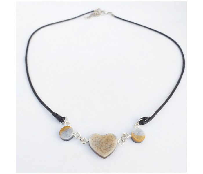 Fashion Necklace With Heart Pendant For Women - Black - Zoom Image