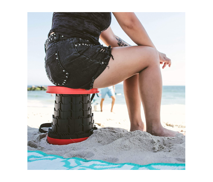 Twist n Sit Retractable Folding Telescoping Stool Sturdy - Red and Black - Zoom Image 7