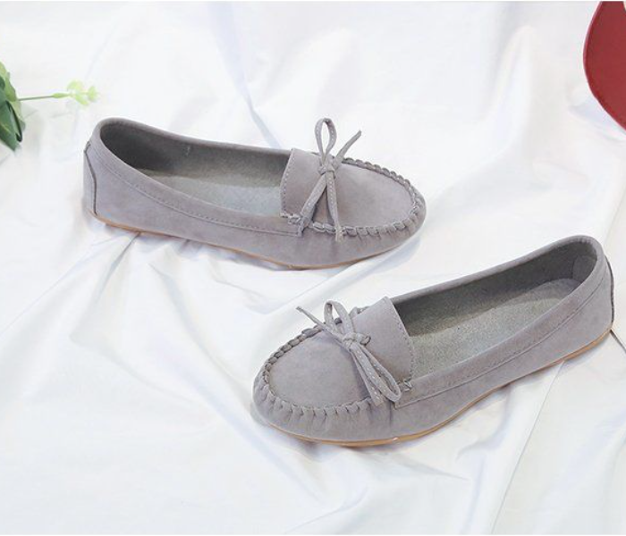 Bow Reverse Suede Leather Breathable Cow Tendon Sole Set Casual Shoes EU 35 For Women - Grey(JA141) - Zoom Image 2