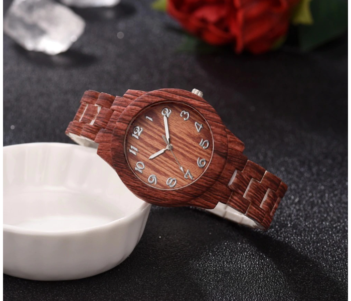 Luxury Bran Women Quartz Bamboo Watches- Red - Zoom Image 3