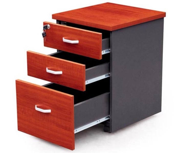 Modesty Panel 6619-Gr-Md 55x40x62cm 3drawers Lockable On Castors Mobile Pedestal - Cherry - Zoom Image