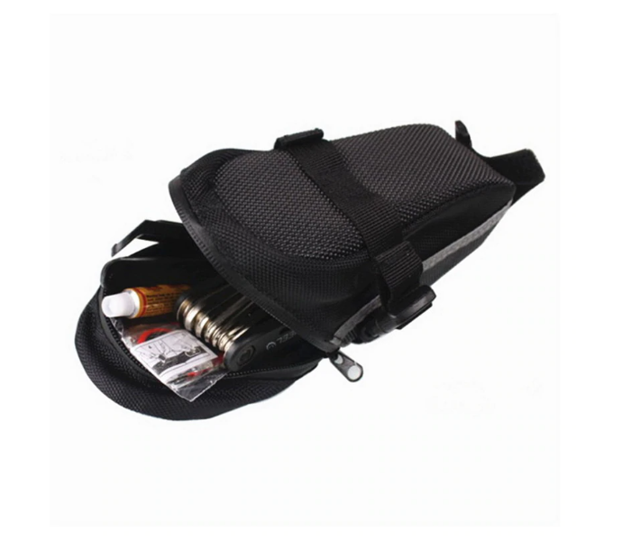 Waterproof Cycling Rear Saddle Bag with Reflector and Large Capacity - Black - Zoom Image 2