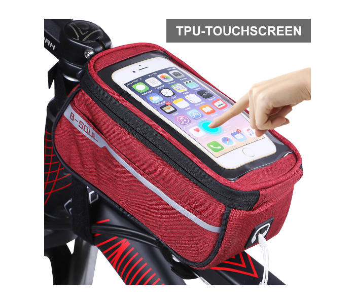 Waterproof Bicycle Top Tube Cycling Bag With Mobile Holder - Red - Zoom Image 1