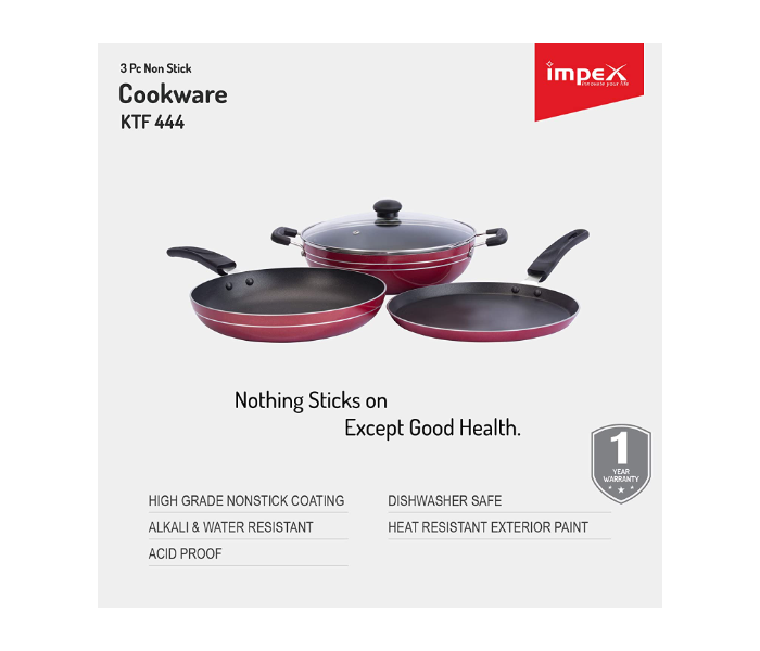 Impex KTF 444 3 Pieces Non Stick Induction Bottom Cookware Set - Zoom Image 3