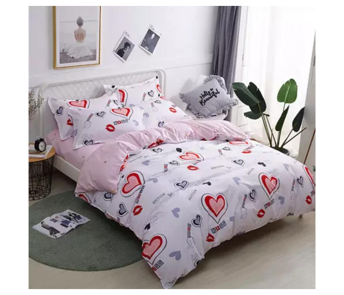 6 Pieces High Quality Cotton Double Size Bed Sheet with Quilt Cover and Pillow Case - White - Zoom Image