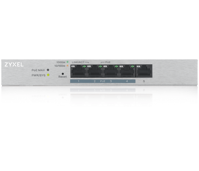 Zyxel GS1200-5HP v2 5-Port Web Managed PoE Gigabit Switch- Silver - Zoom Image 2