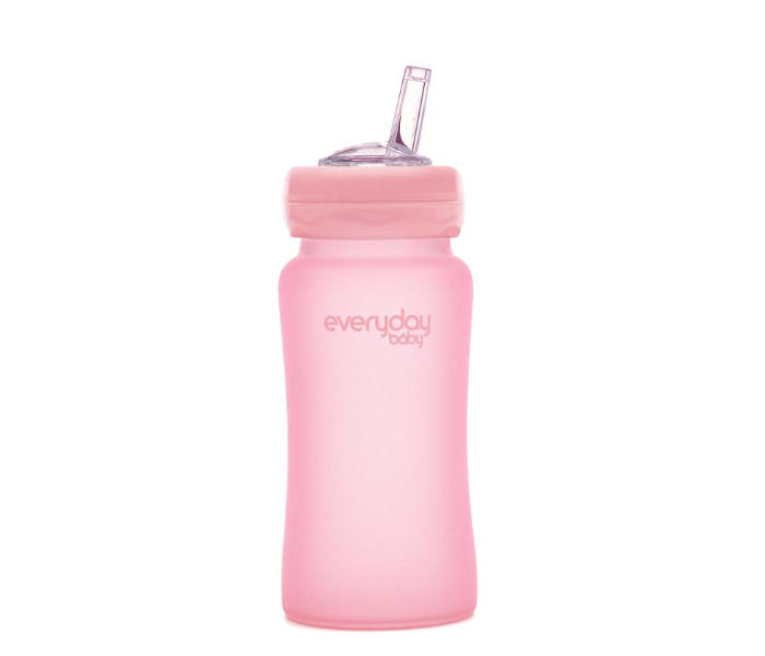 Everyday Baby 240ml Glass Straw Bottles- Pink Rose - Zoom Image 2