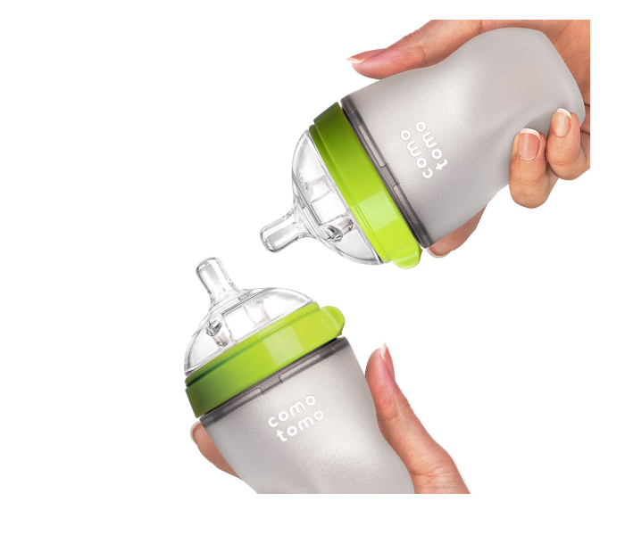 Comotomo 236 ml Pack of 2 Natural Feel Baby Bottle - Green - Zoom Image 2