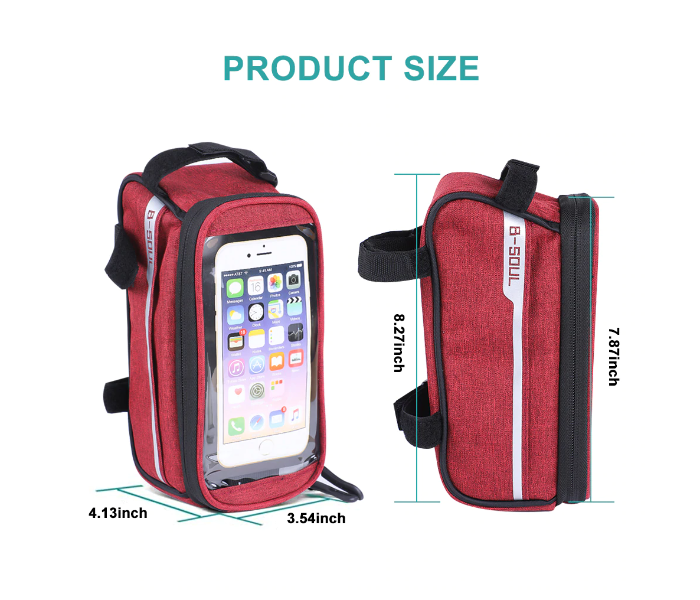 Waterproof Bicycle Top Tube Cycling Bag With Mobile Holder - Red - Zoom Image 5