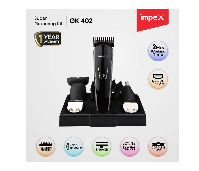 Impex GK402 8-in-1 Professional Multi Grooming and Trimmer Kit - Black - Zoom Image 2