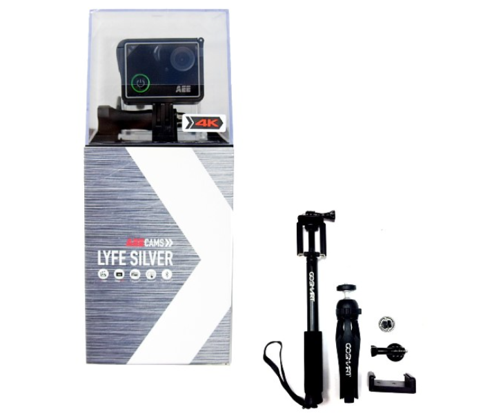 Aee Lyfe Silver 4K Action Camera with Free Gosmart Selfie Kit - Black - Zoom Image 2