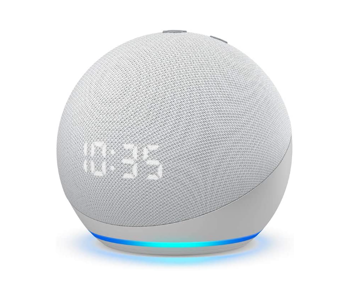 Echo Dot 4th Gen Smart speaker with LED Display Clock and Alexa - Glacier White - Zoom Image 1