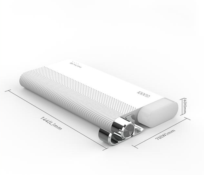 Bavin PC092 10000mah Portable Slim Power Bank - White - Zoom Image 5