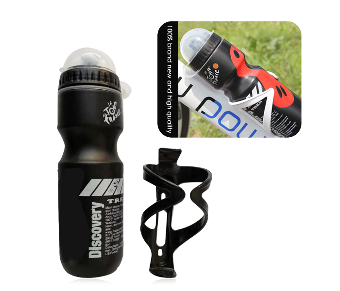 Cycling Bottle Cage Holder With Water Bottle - Black - Zoom Image