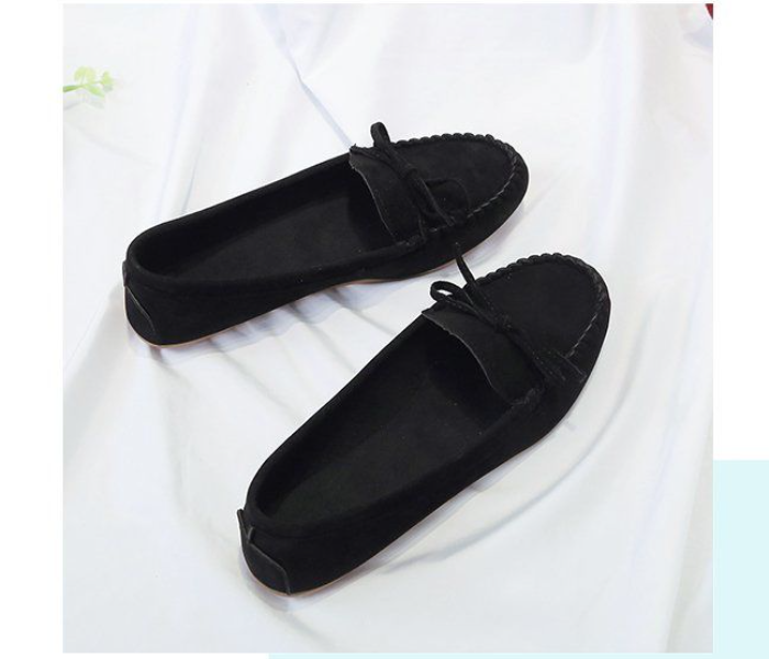 Bow Reverse Suede Leather Breathable Cow Tendon Sole Set Casual Shoes EU 35 For Women - Black(JA141) - Zoom Image 3