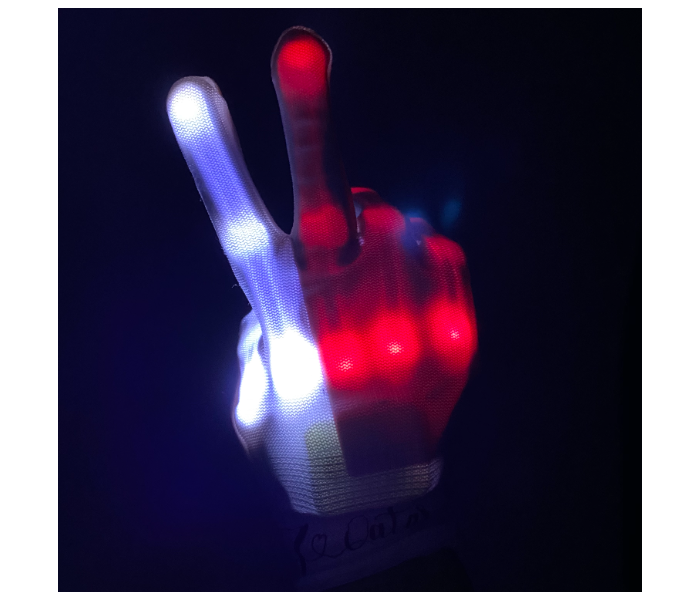 Glowing Medium Skeleton Led Gloves for Night Party National Day Celebration Qatar Flag 3 Light Modes for Kids One Pair  - Zoom Image 3