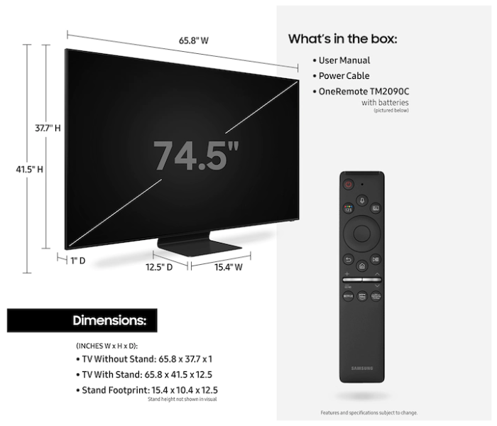 Samsung Q800T 75 inch QLED 8K UHD HDR Smart TV 2020 Model - Black - Zoom Image 5