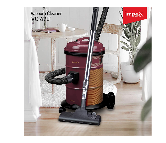 Impex VC4701 1600W Drum Vacuum Cleaner - Maroon - Zoom Image 4