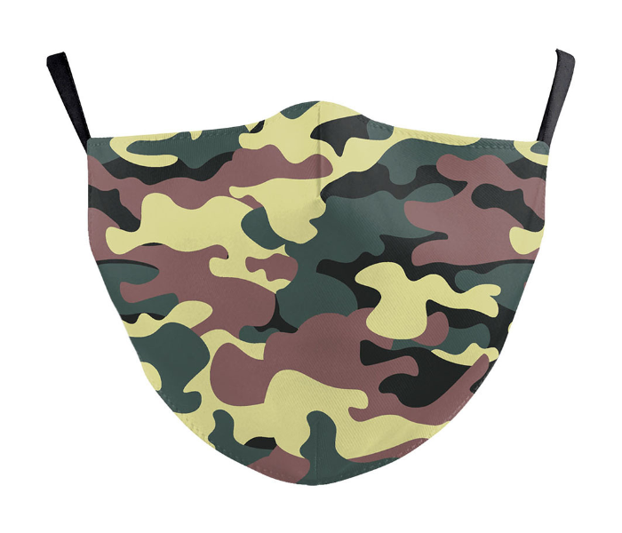 TMH-064 Washable Cloth Army Green Camo Face Mask - Zoom Image