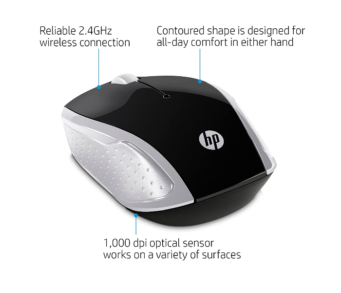 HP 2HU84AA 200 Wireless Mouse - Pike Silver - Zoom Image 5