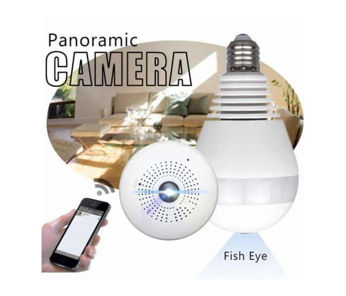 UK Plus 1080P 2MP WiFi Fisheye LED Light Bulb Security Camera - White - Zoom Image 3