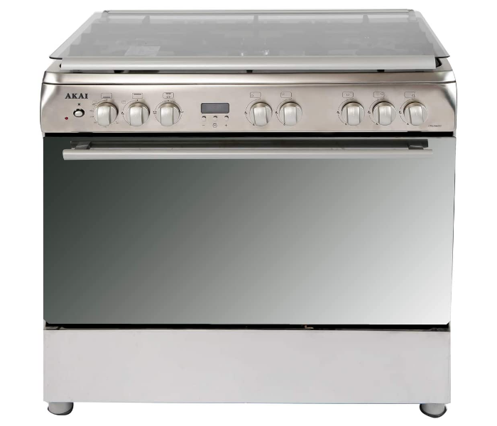 Akai 9060TBFS 90X60cm 5 Gas Burner Stainless Steel Cooking Range- Silver - Zoom Image 1