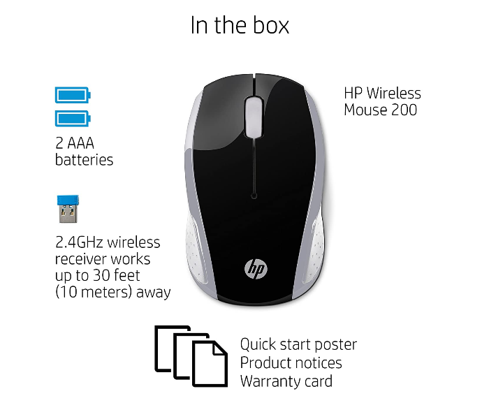 HP 2HU84AA 200 Wireless Mouse - Pike Silver - Zoom Image 6